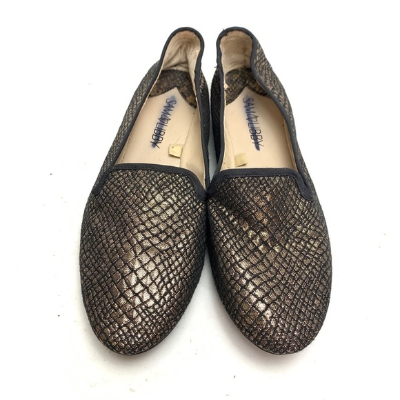 SAM & LIBBY EDELMAN Gold Black Loafers Flats sz 8 - Picture 5 of 16